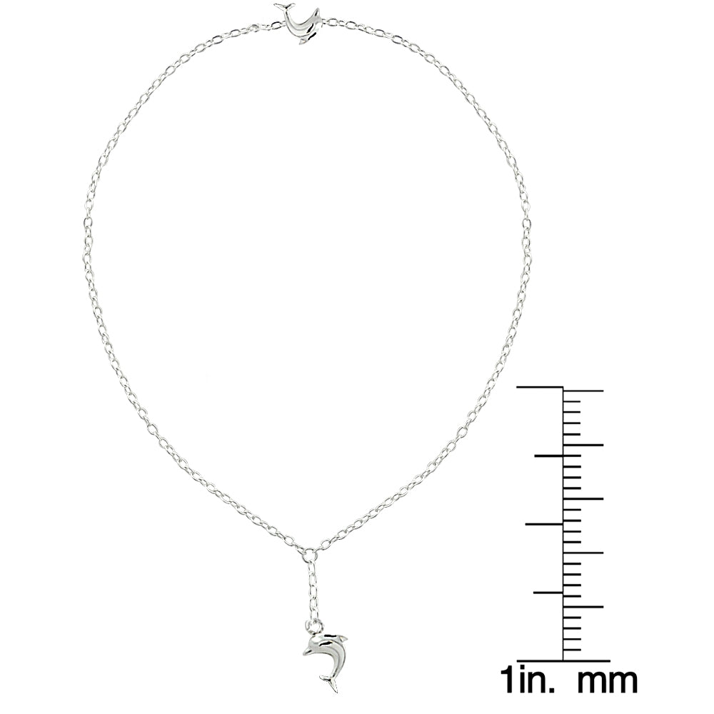 Sterling Silver Dolphins Anklet and Toe Ring Set-5