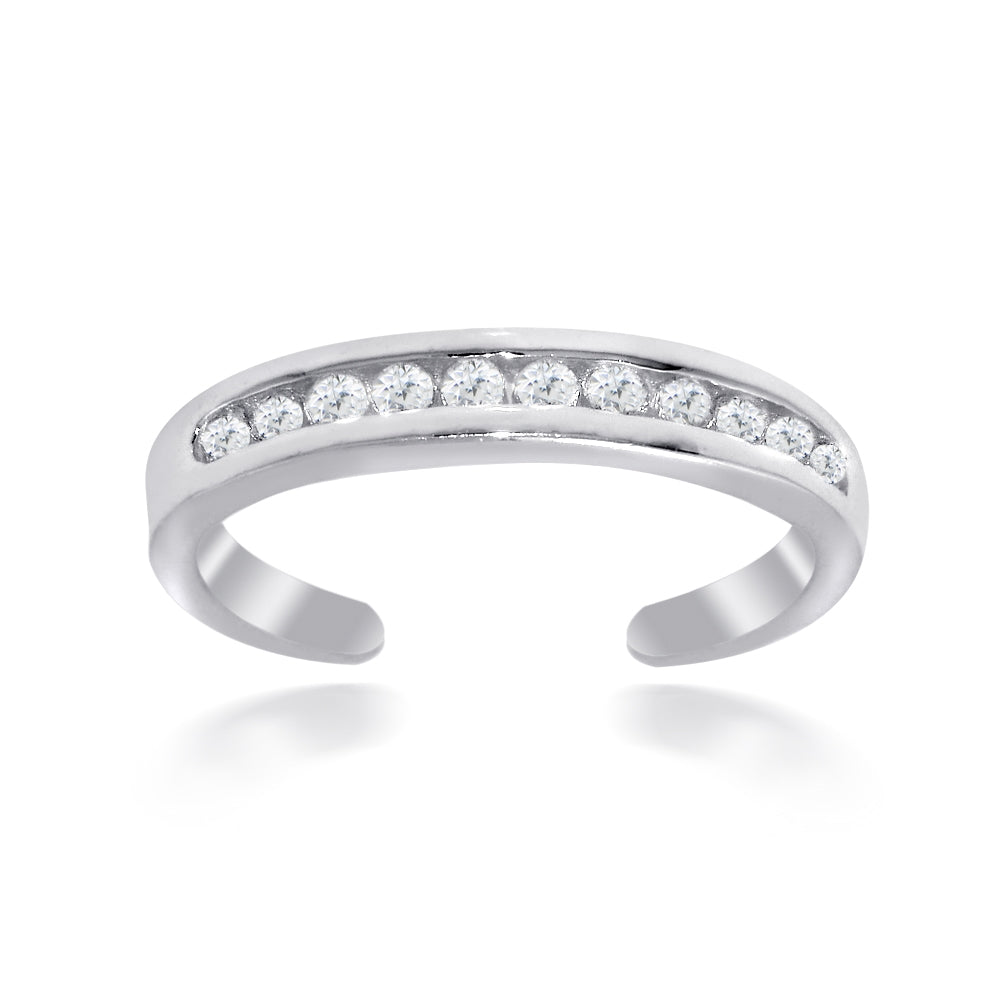 Sterling Silver Cubic Zirconia Anklet and Toe Ring Set-2
