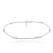 Sterling Silver Cubic Zirconia Anklet and Toe Ring Set