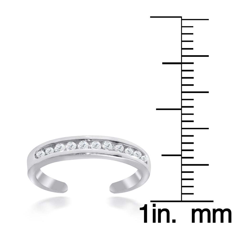 Sterling Silver Cubic Zirconia Anklet and Toe Ring Set-5
