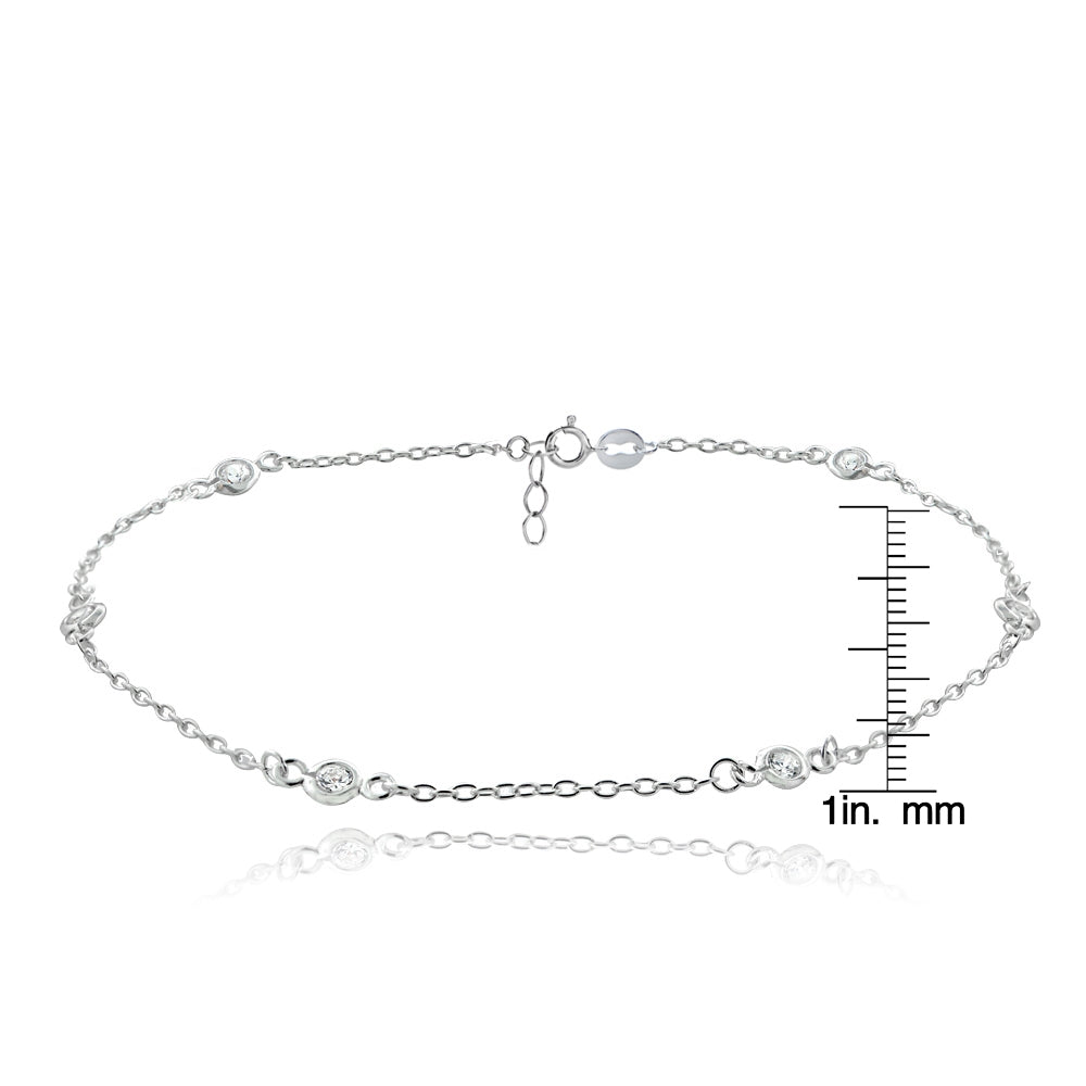 Sterling Silver Cubic Zirconia Anklet and Toe Ring Set-6