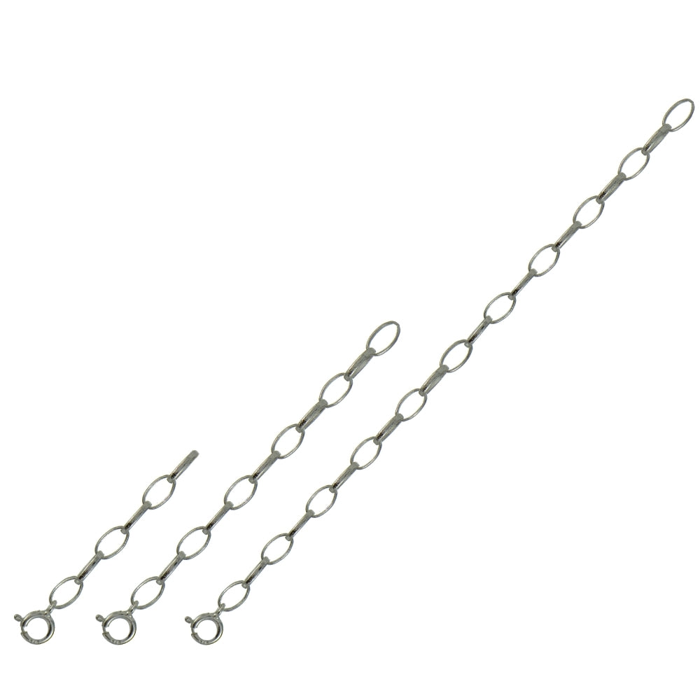Sterling Silver Oval Link Extender Set for Pendants Necklaces 3 Sizes