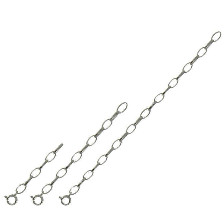 Sterling Silver Oval Link Extender Set for Pendants Necklaces 3 Sizes
