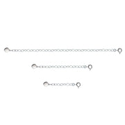 Sterling Silver Oval Link Extender Set for Pendants Necklaces w/ Flat Heart, 3 Sizes