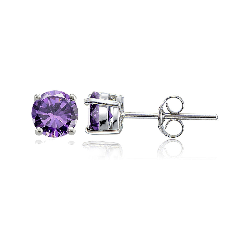 Sterling Silver Amethyst & White Topaz Infinity Heart Necklace Earrings Set-4