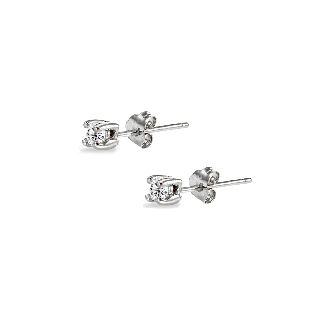 Sterling Silver Cubic Zirconia set of 3 Round 2mm Stud Earrings-2