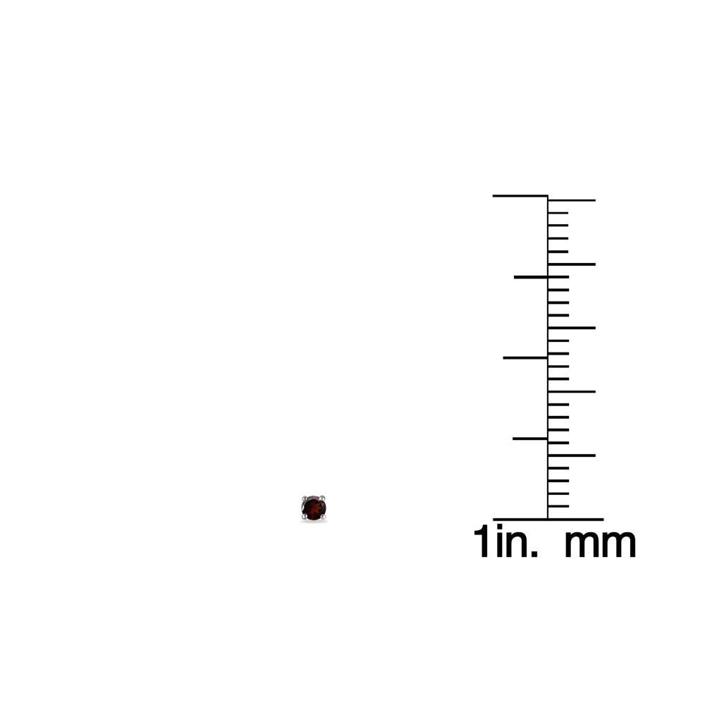 3-Pair Set Sterling Silver Garnet 2mm Round Stud Earrings-4