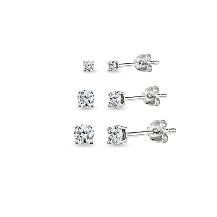 4mm Cubic Zirconia Stud Earrings in Sterling Silver