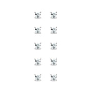 5-Pair Set Sterling Silver Cubic Zirconia Princess-Cut 3mm Square Stud Earrings