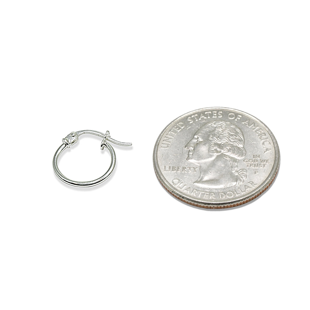3 Pair Set Sterling Silver Polished Round Thin Hoop Earrings, 12mm, 15mm, 20mm-2