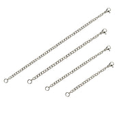 Set of 4 Stainless Steel Chain Link Extenders for Pendant Necklace Bracelet Anklet (2-6 Inches)
