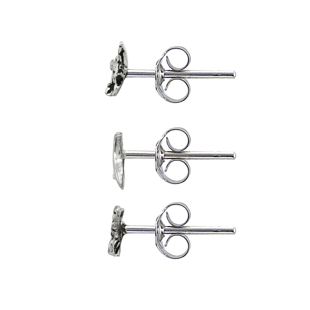Sterling Silver Polished Eagle Bird Whale Tail Butterfly 3 Pair Stud Earrings Box Set-2
