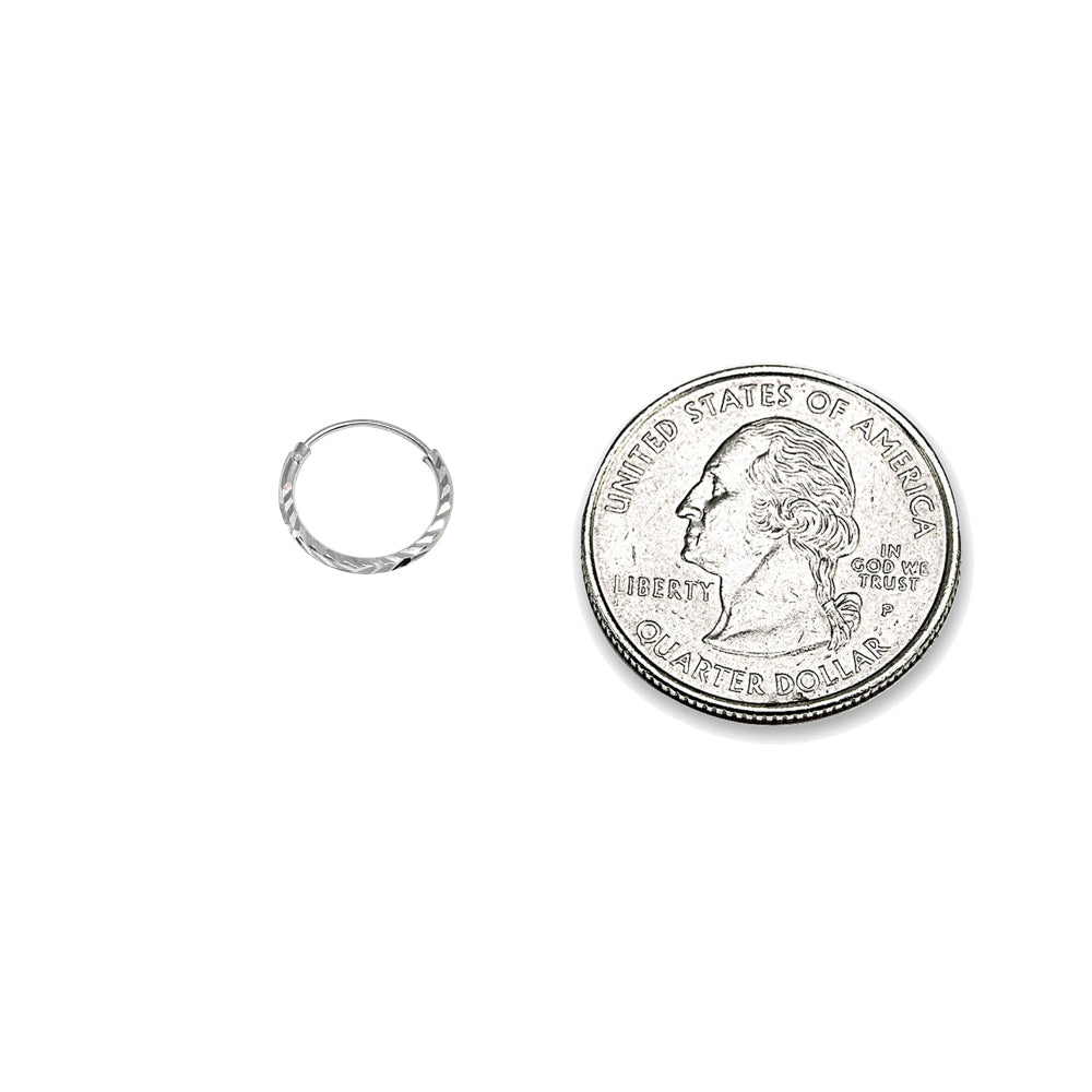 3 Pair Set Sterling Silver Diamond-Cut Tiny Small Endless 12mm Thin Round Unisex Hoop Earrings-4