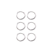 3 Pair Set Sterling Silver Tiny Small 13mm Channel-set Cubic Zirconia Round Huggie Hoop Earrings