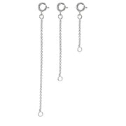 3 Pack Sterling Silver Thin Rolo Chain Extenders for Pendant Necklace Bracelet Anklet, 2" 3" and 4"