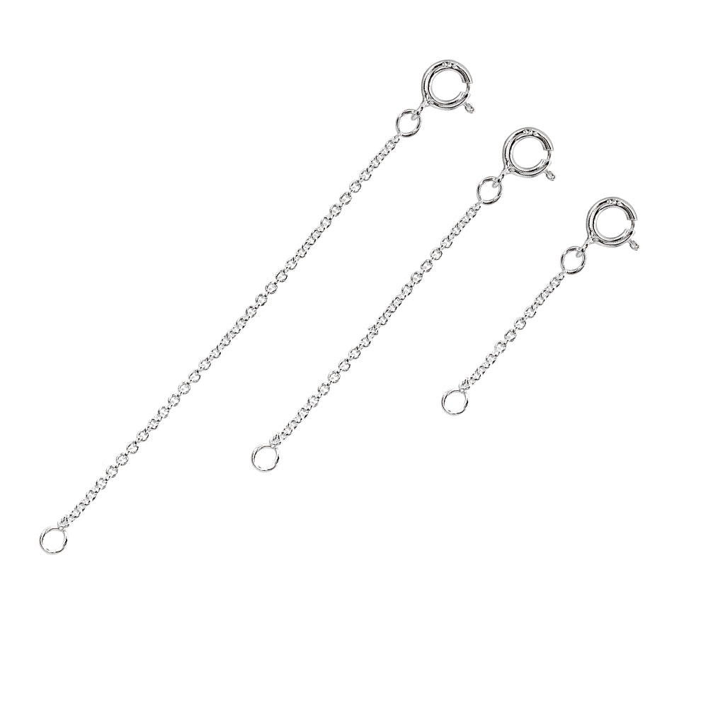 3 Pack Sterling Silver Thin Rolo Chain Extenders for Pendant Necklace Bracelet Anklet, 2" 3" and 4"-3