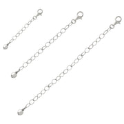 3 Pack Sterling Silver Thin Rolo Chain Extenders for Pendant Necklace Bracelet Anklet, 2" 4" and 6"