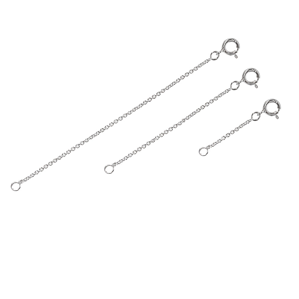3 Pack Sterling Silver Thin Rolo Chain Extenders for Pendant Necklace Bracelet Anklet, 2" 4" and 6"-3