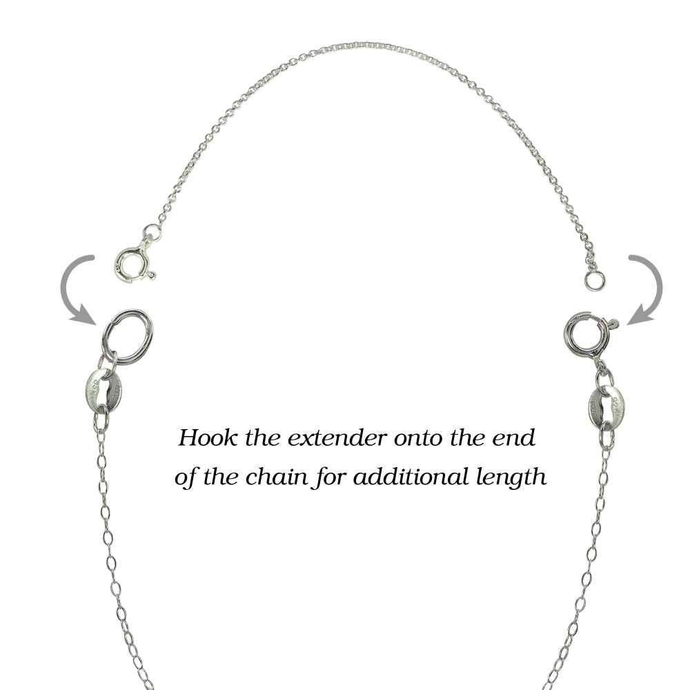 3 Pack Sterling Silver Thin Rolo Chain Extenders for Pendant Necklace Bracelet Anklet, 2" 4" and 6"-4