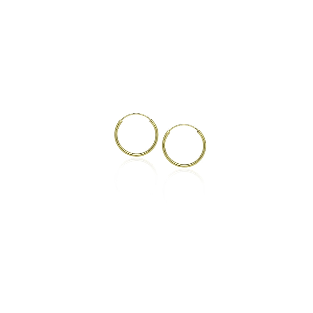 Gold Tone over Sterling Silver Set of Three Endless Hoop Earrings, 10mm-3
