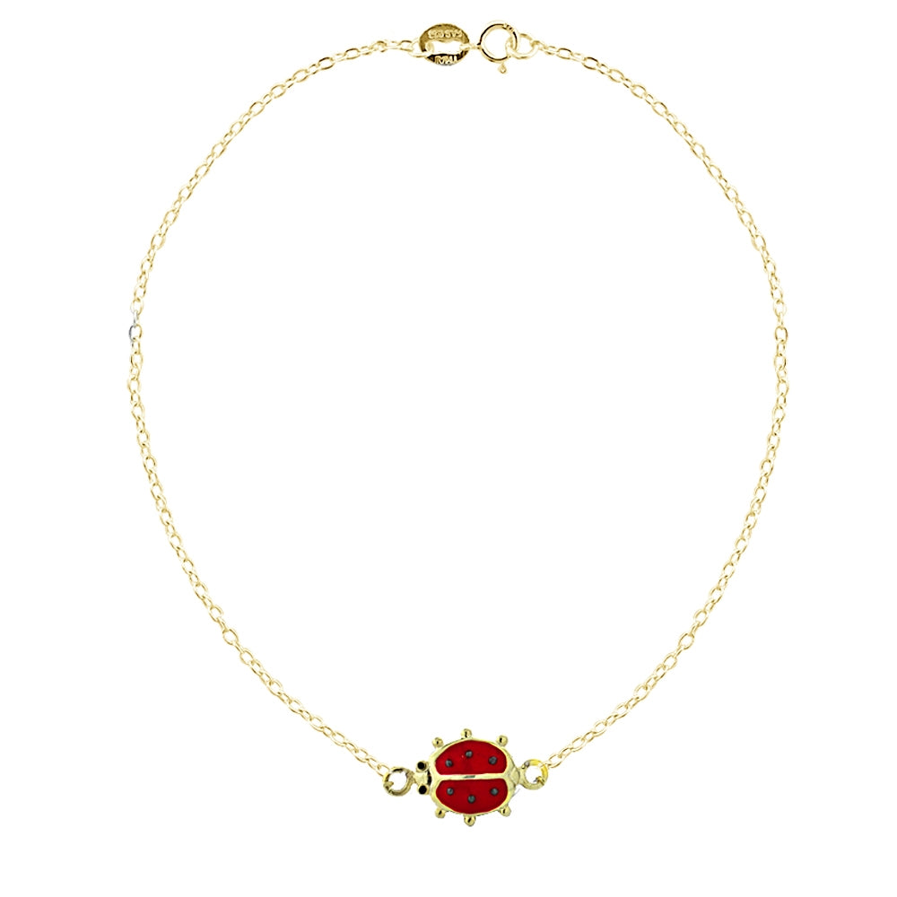Gold Tone over Sterling Silver Enamel Ladybug Anklet and Toe Ring Set-4