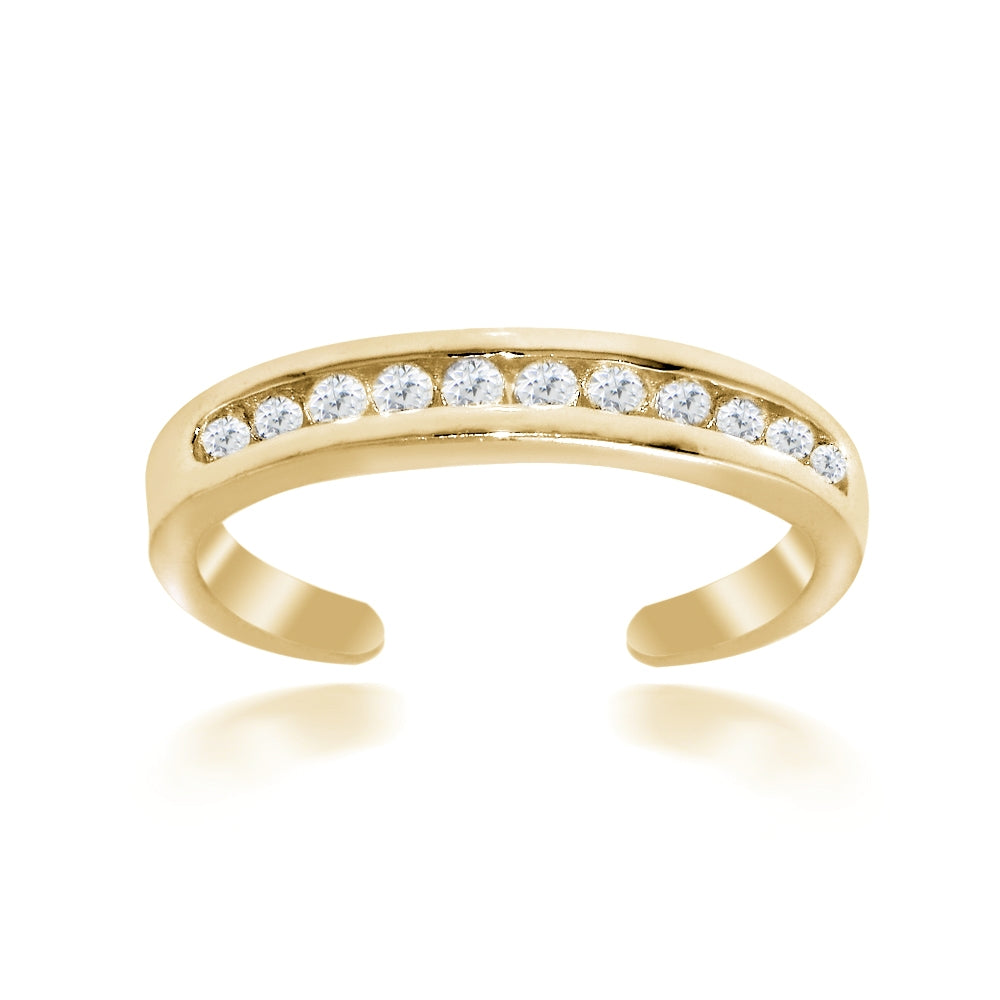 Gold Tone over Sterling Silver Cubic Zirconia Anklet and Toe Ring Set-2