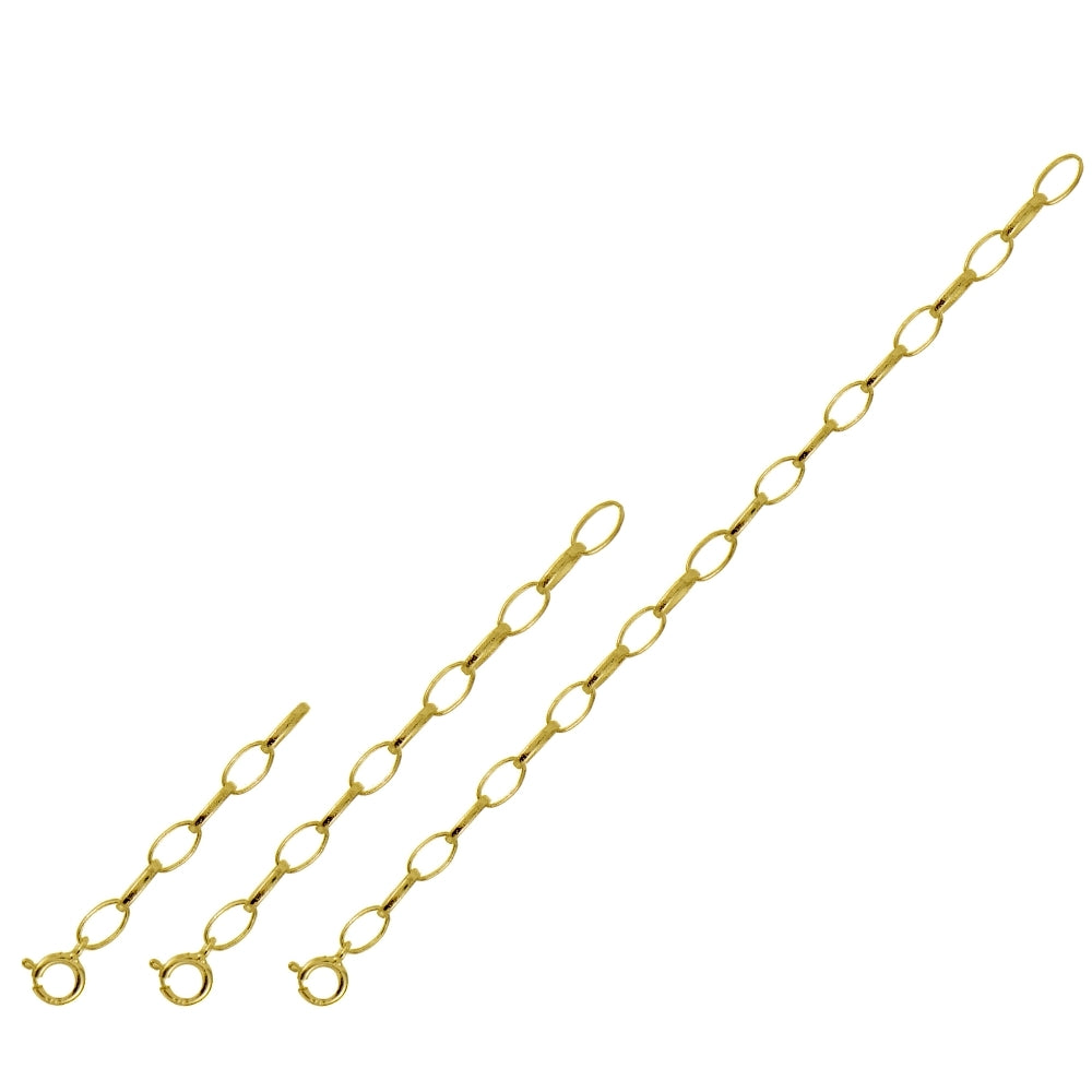 Gold Tone over  Sterling Silver Oval Link Extender Set for Pendants Necklaces 3 Sizes