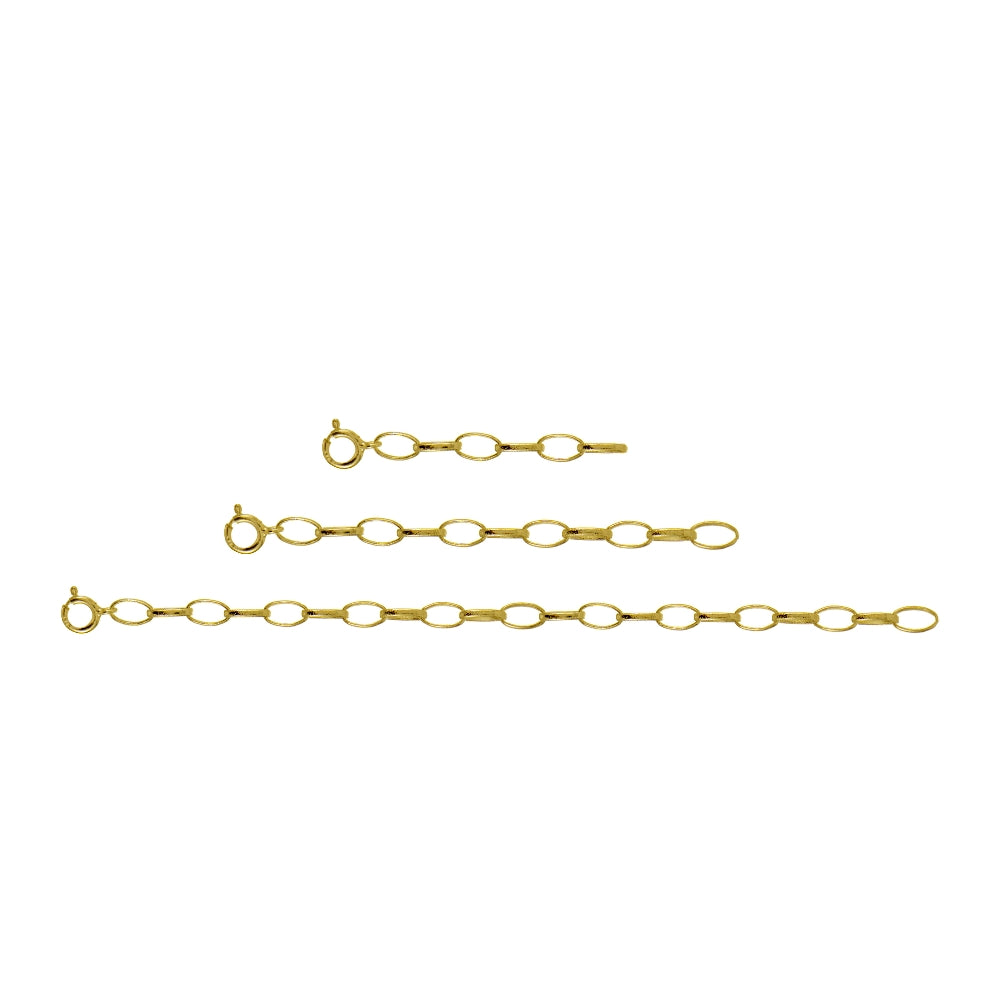 Gold Tone over  Sterling Silver Oval Link Extender Set for Pendants Necklaces 3 Sizes-2