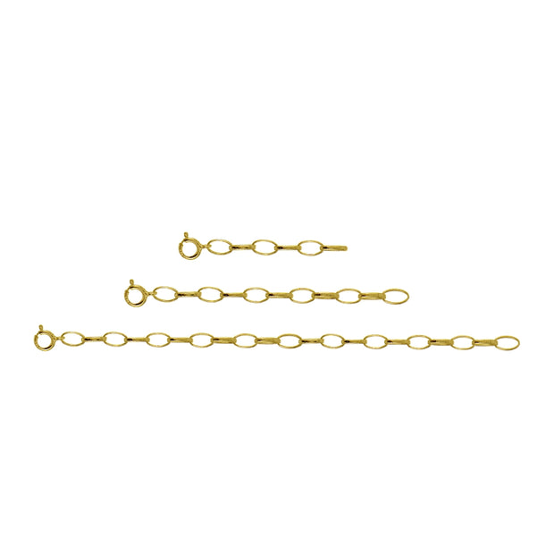 Gold Tone over  Sterling Silver Oval Link Extender Set for Pendants Necklaces 3 Sizes
