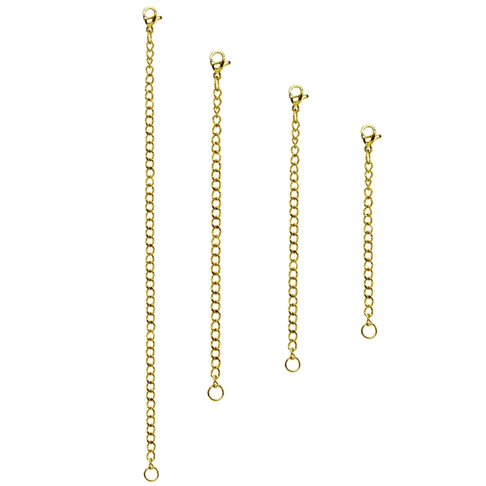 Set of 4 Gold Flash Stainless Steel Chain Link Extenders for Pendant Necklace Bracelet Anklet (2-6 Inches)-2