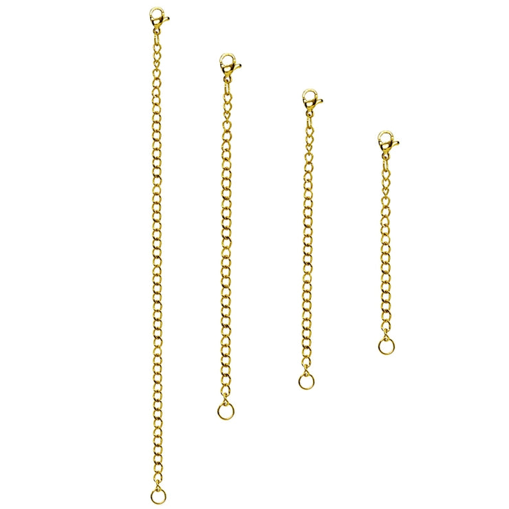 Set of 4 Gold Flash Stainless Steel Chain Link Extenders for Pendant Necklace Bracelet Anklet (2-6 Inches)