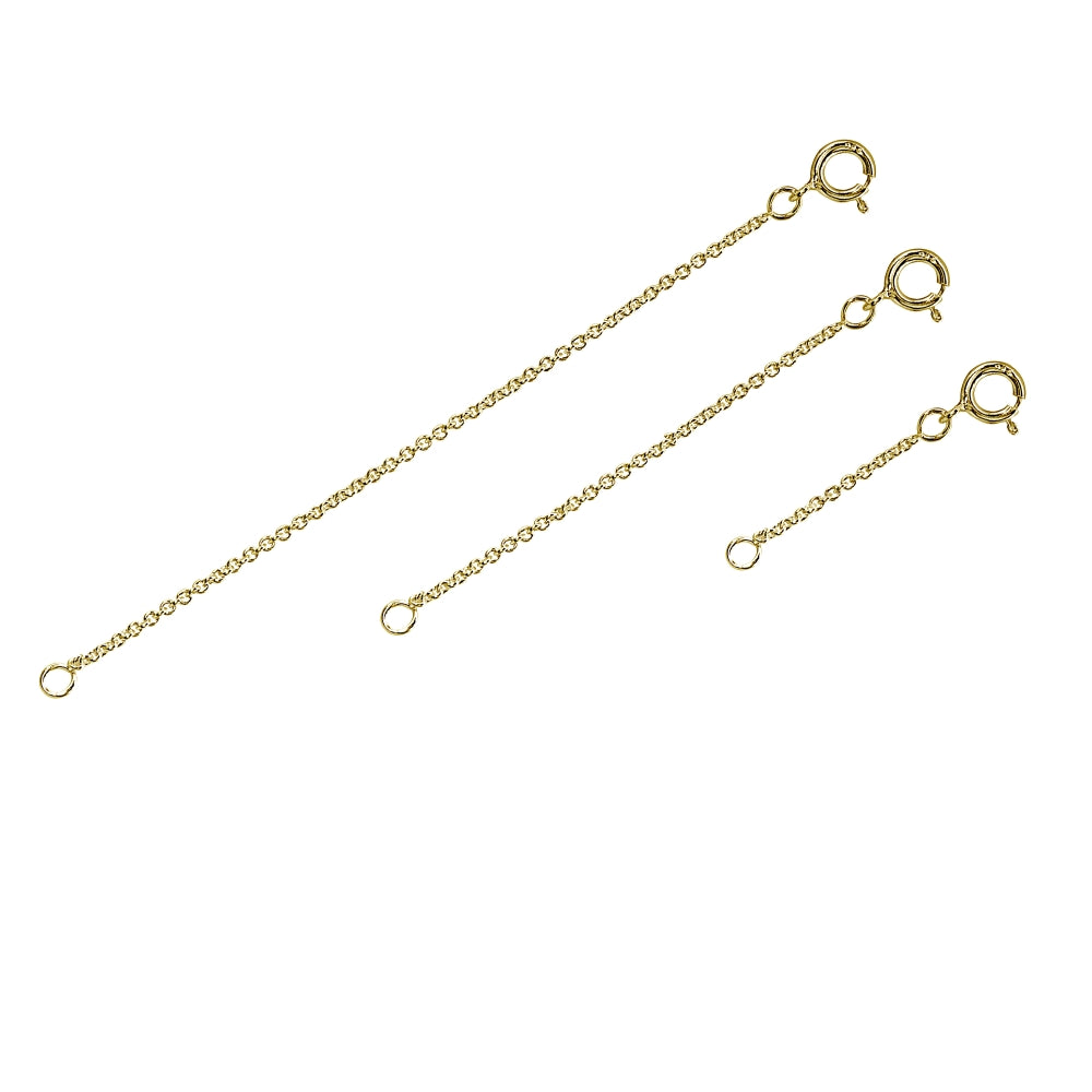 3 Pack Gold Flash Sterling Silver Rolo Chain Extenders for Pendant Necklace Bracelet Anklet, 2" 4" and 6"-3