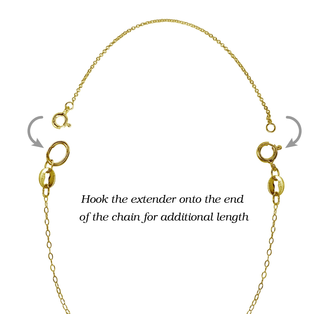 3 Pack Gold Flash Sterling Silver Rolo Chain Extenders for Pendant Necklace Bracelet Anklet, 2" 4" and 6"-4