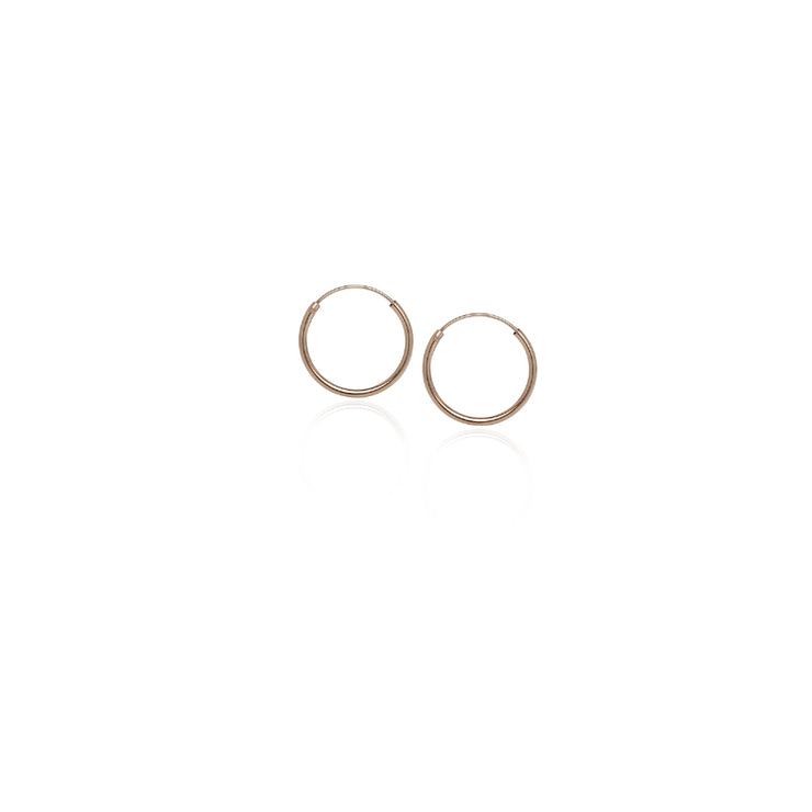 Rose Gold Tone over Sterling Silver Set of Three Endless Hoop Earrings, 10mm
