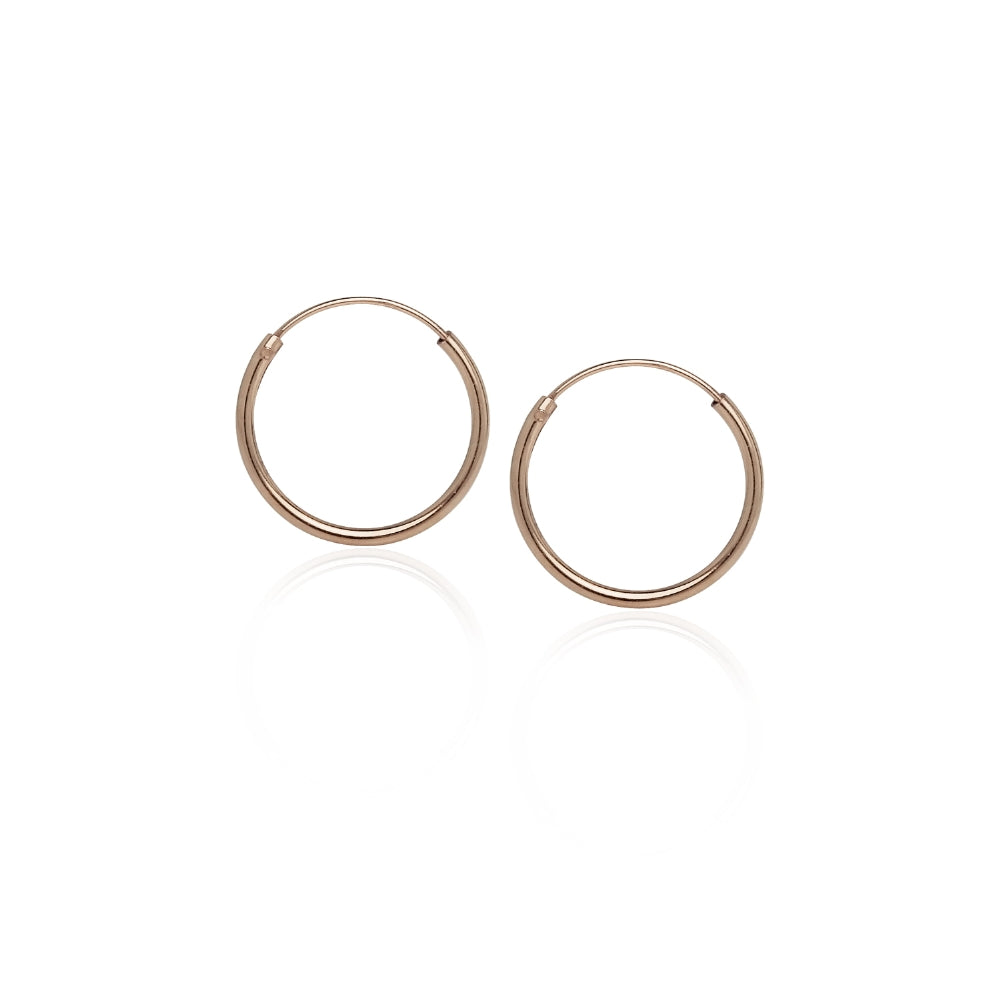 Rose Gold Flash Sterling Silver 10mm, 12mm, 14mm& 16mm Small Endless Hoop Earrings, Set of 4-5