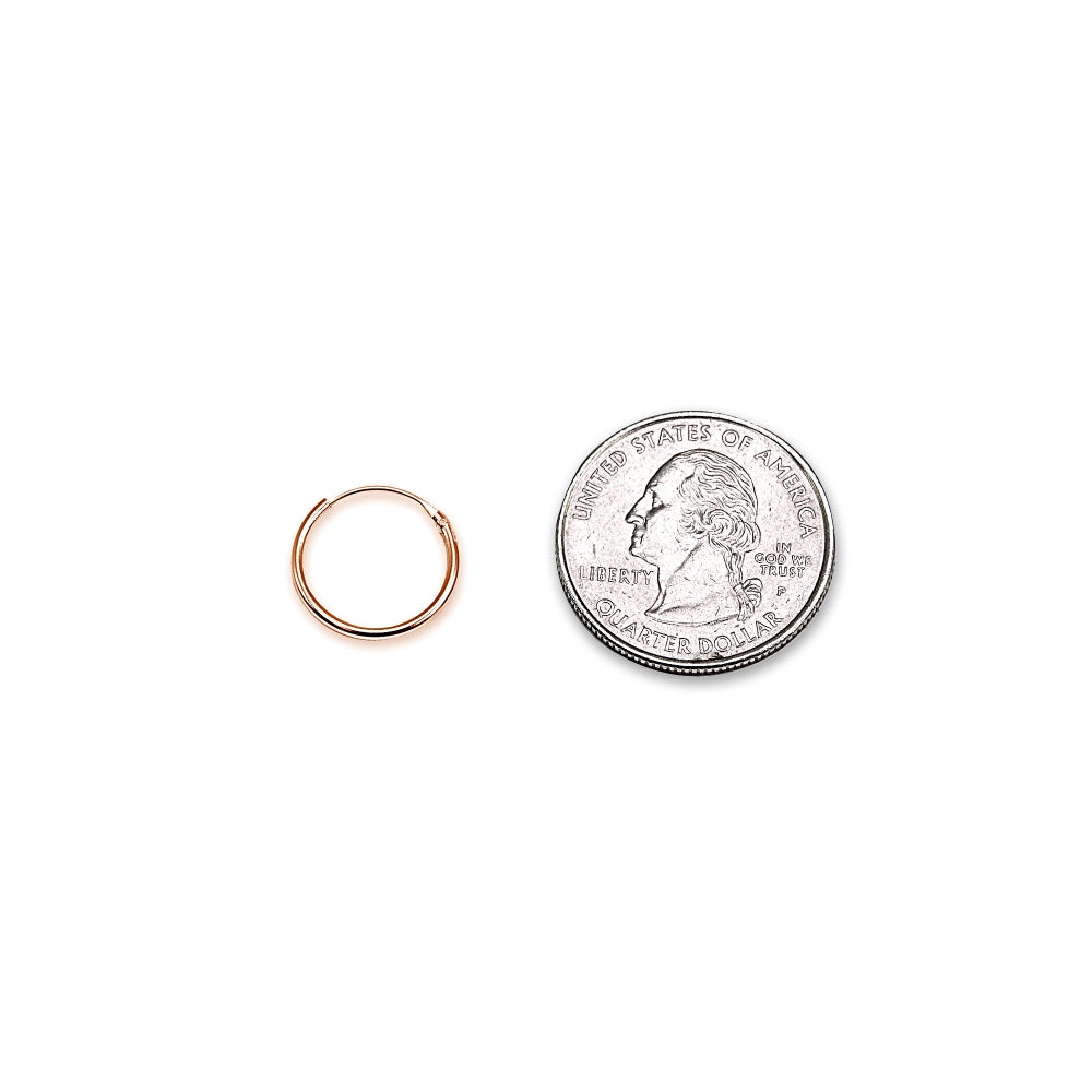 3 Pairs Rose Gold Flash Sterling Silver Lightweight Unisex 10mm Mini Small Continuous Endless Hoops, Tiny Round 2mm CZ & Ball Bead Stud Earrings Set-5
