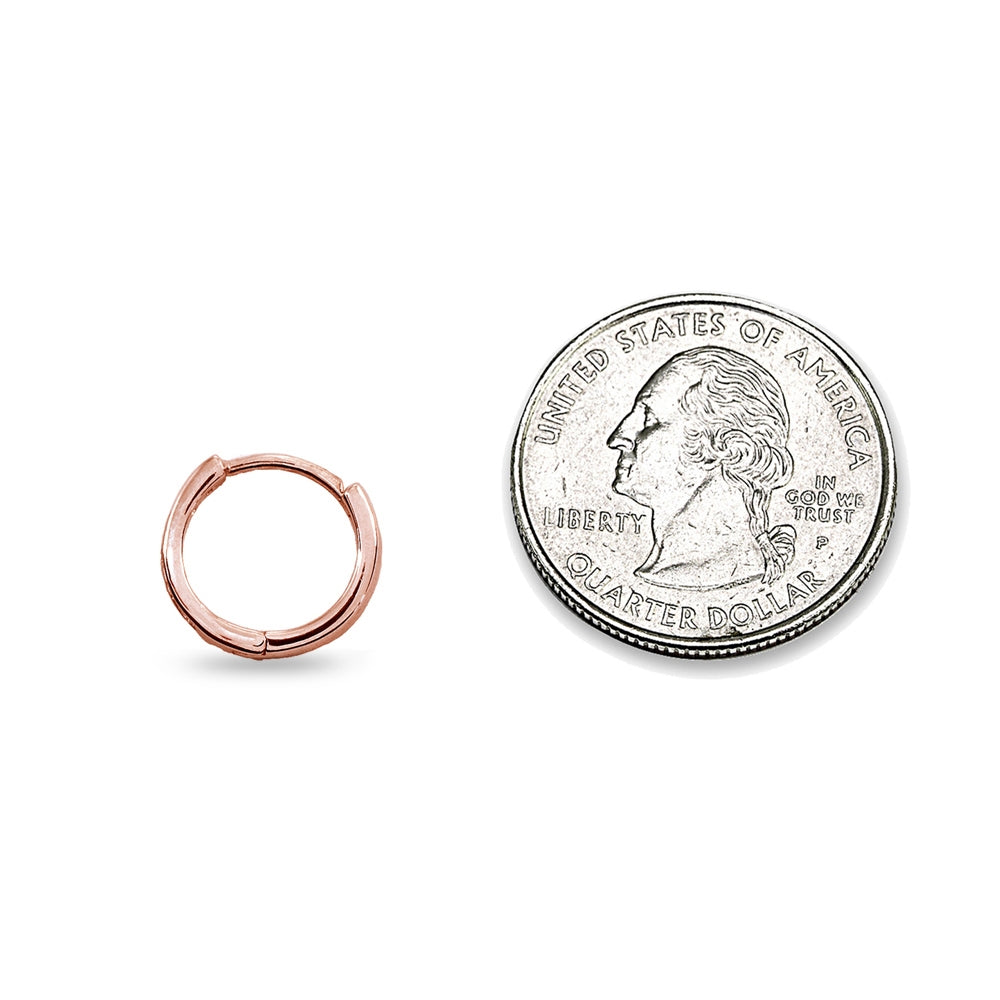 3 Pair Set Rose Gold Flash Sterling Silver Tiny Small 13mm Channel-set Cubic Zirconia Round Huggie Hoop Earrings-4