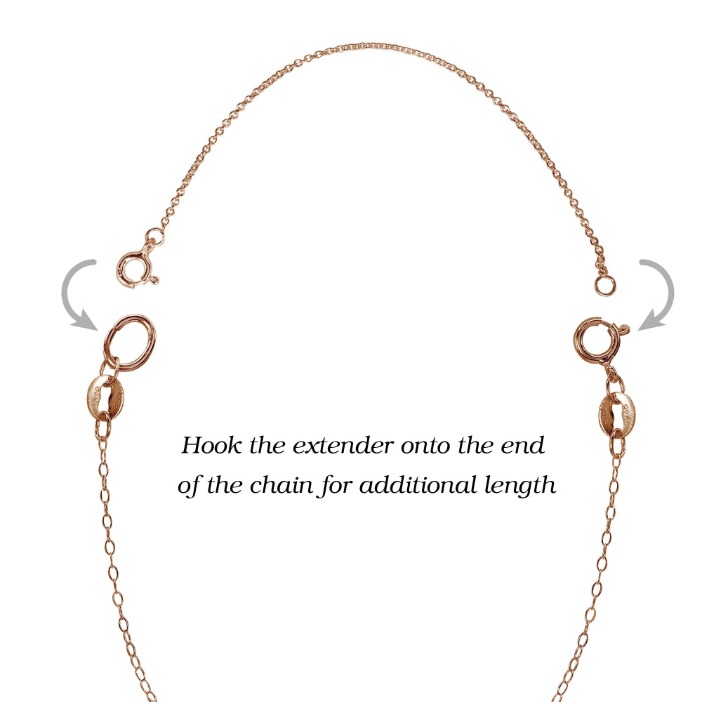 3 Pack Rose Gold Flash Sterling Silver Rolo Chain Extenders for Pendant Necklace Bracelet Anklet, 2" 4" and 6"-4