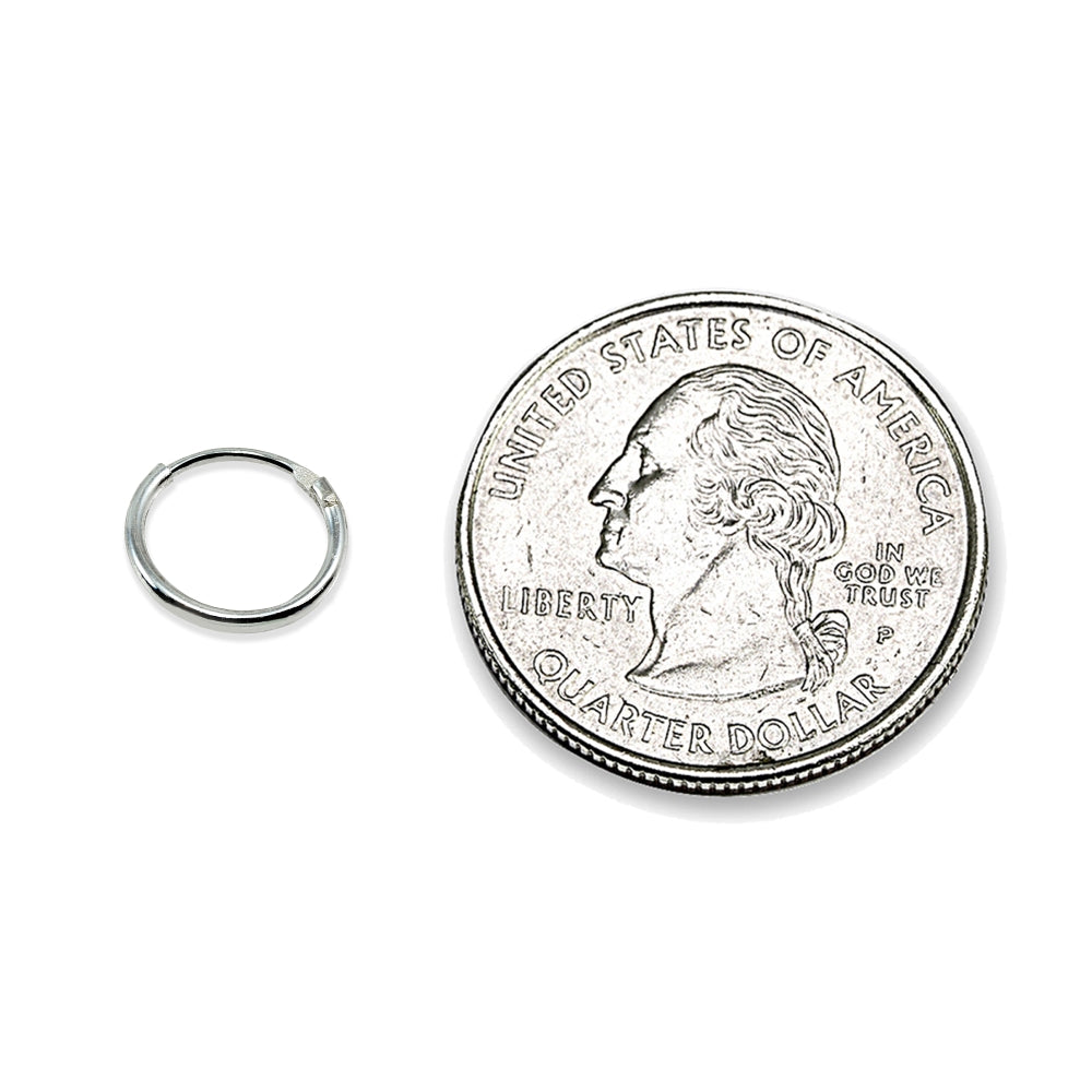 Sterling Silver Tri Color Set of Three Endless Hoop Earrings, 10mm-4
