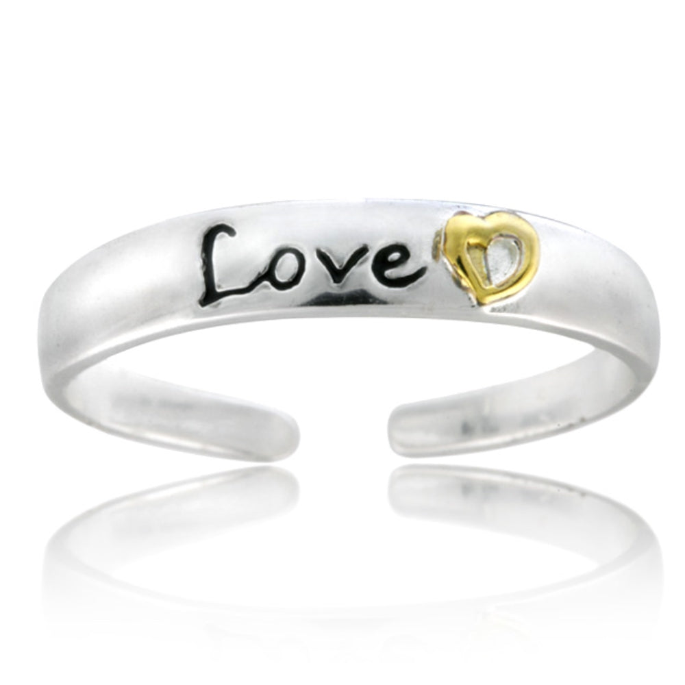 Sterling Silver Two-Tone Heart Love Anklet and Toe Ring Set-2