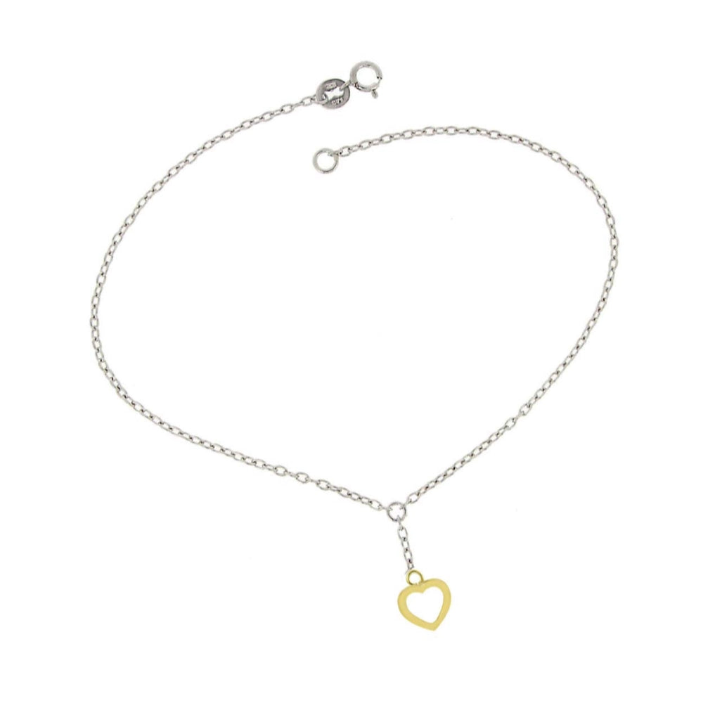 Sterling Silver Two-Tone Heart Love Anklet and Toe Ring Set-3