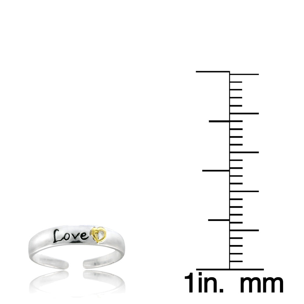 Sterling Silver Two-Tone Heart Love Anklet and Toe Ring Set-4