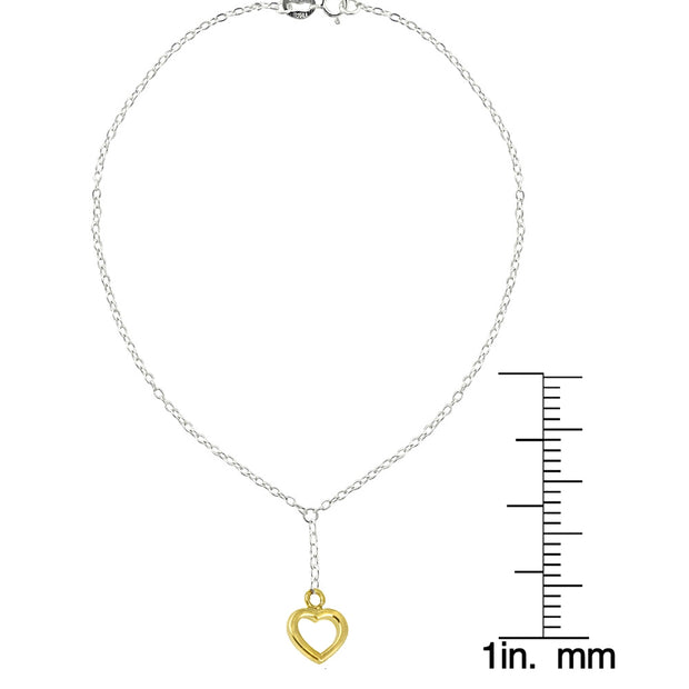 Sterling Silver Two-Tone Heart Love Anklet and Toe Ring Set