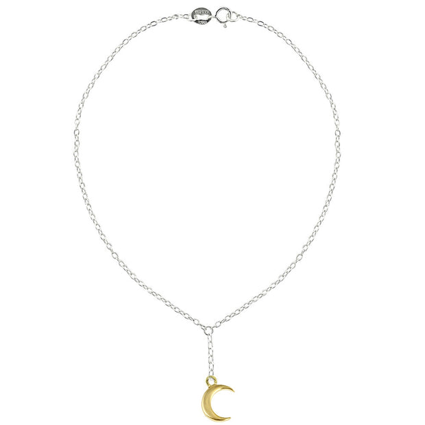 Sterling Silver Two-Tone Moon Dream Anklet and Toe Ring Set