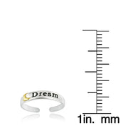 Sterling Silver Two-Tone Moon Dream Anklet and Toe Ring Set