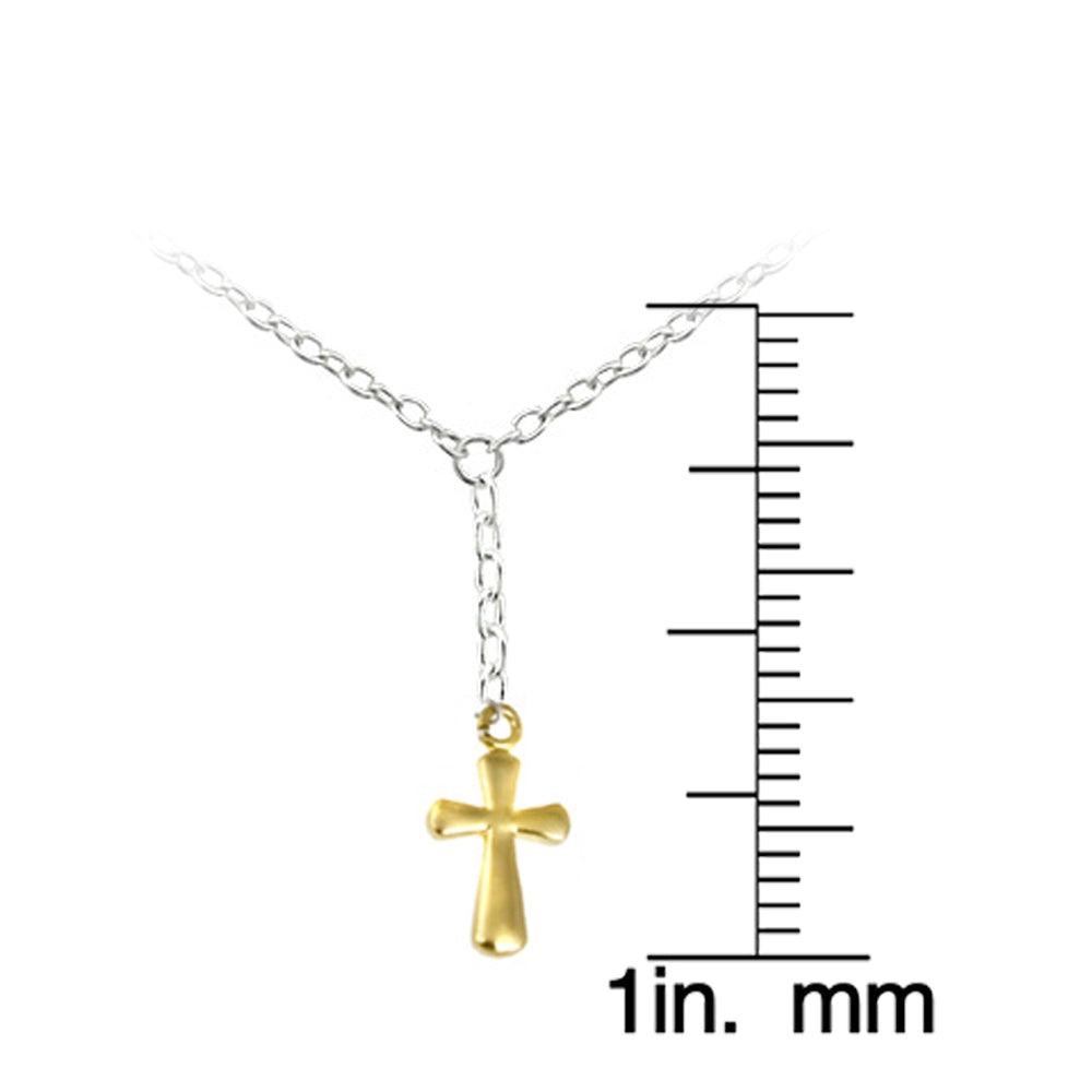 Sterling Silver Two-Tone Cross Faith Anklet and Toe Ring Set-5