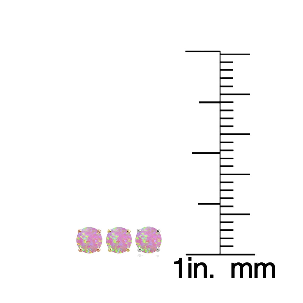 Sterling Silver, Gold Tone and Rose Gold Tone Created Pink Opal 4mm Round Earrings Set of 3-3