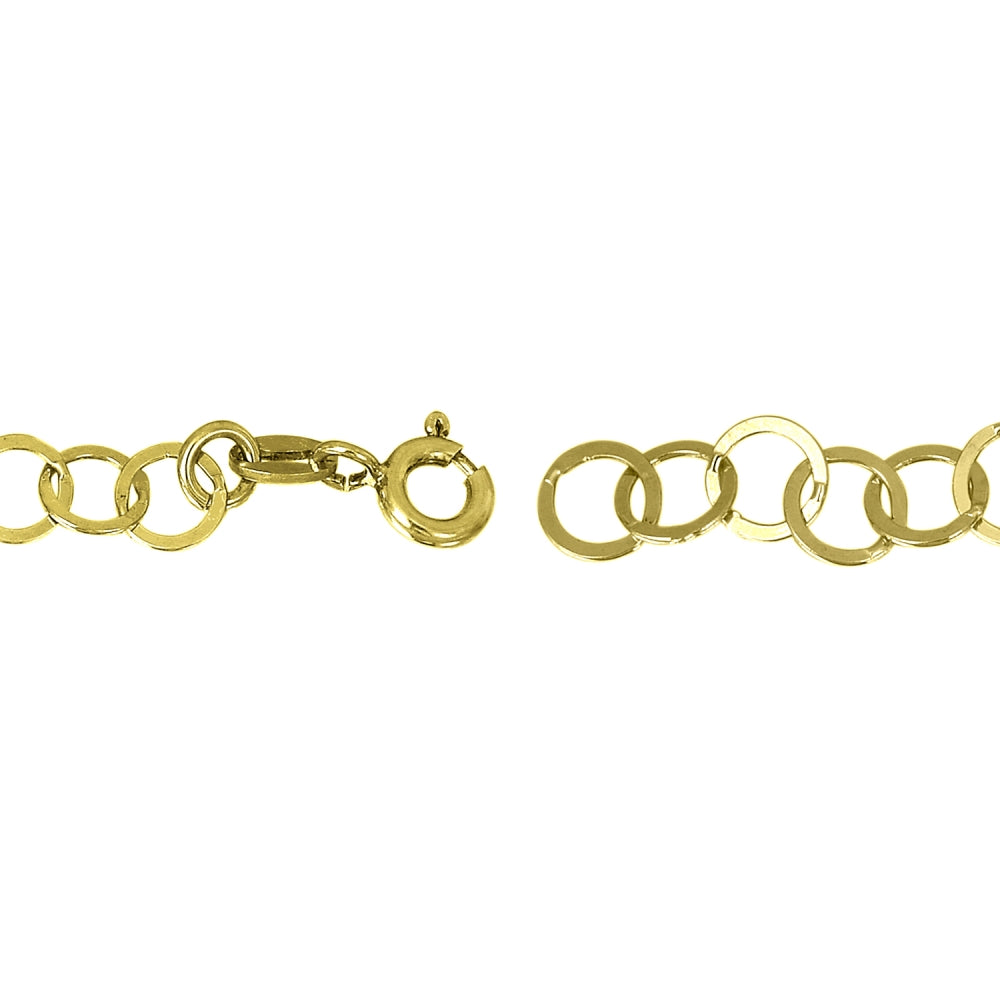 Yellow Gold Flashed Sterling Silver Flat Round Link Chain Bracelet, 7.5 Inch-2