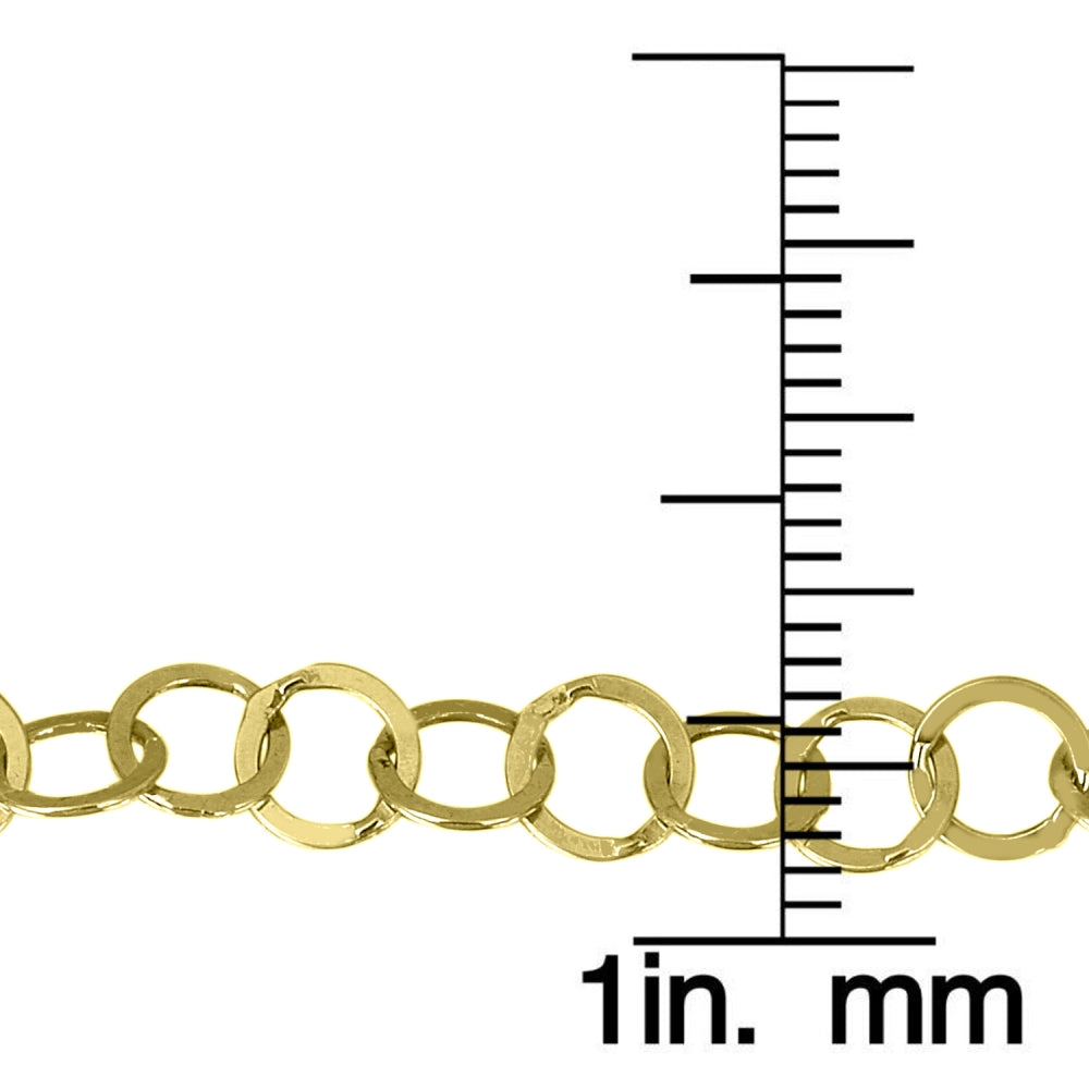 Yellow Gold Flashed Sterling Silver Flat Round Link Chain Bracelet, 7.5 Inch-3
