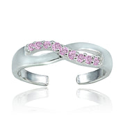 Sterling Silver Light Pink CZ Infinity Toe Ring